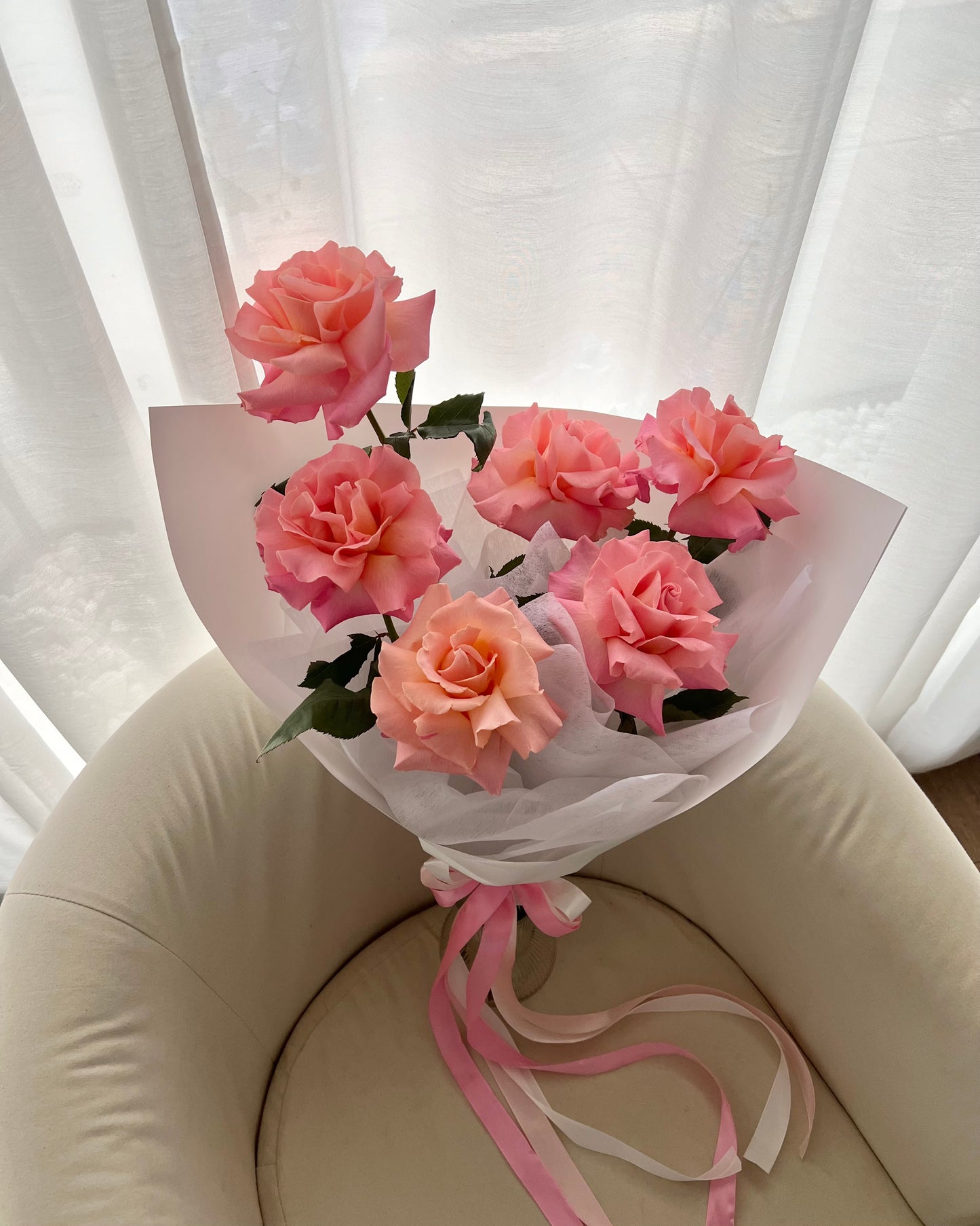 Reflexed Roses - Peachy Pink