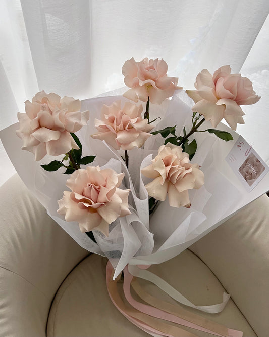 Reflexed Roses - Soft Beige