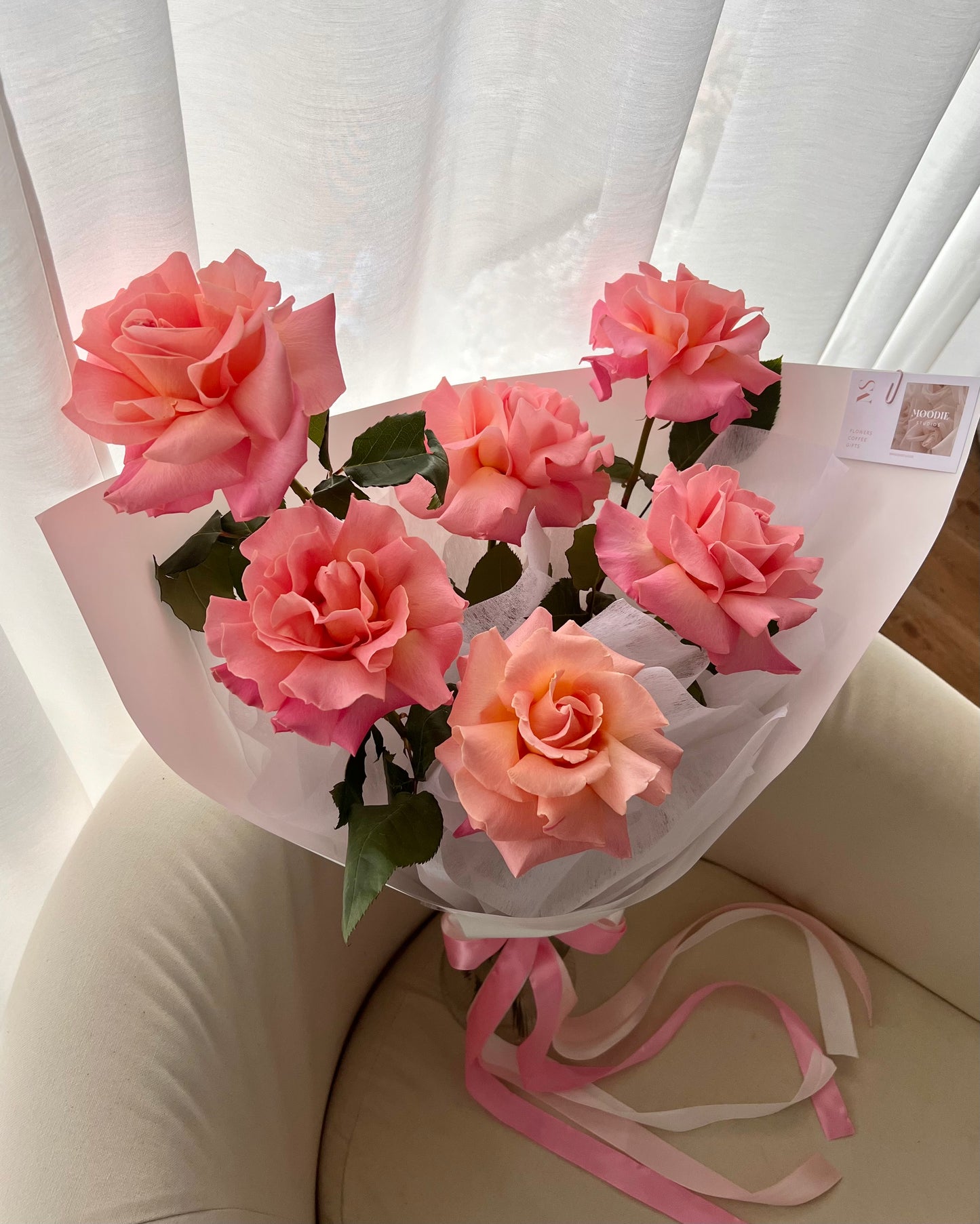 Reflexed Roses - Peachy Pink