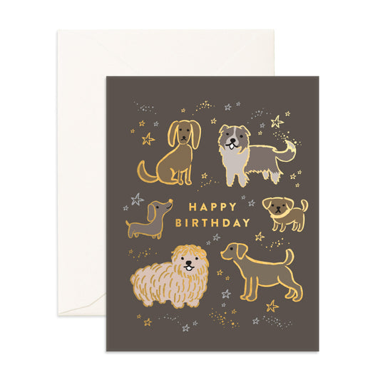 Happy Birthday Card Dog Lover - Moodie Studios Fox & Fallow Flowers Coffee Gifts