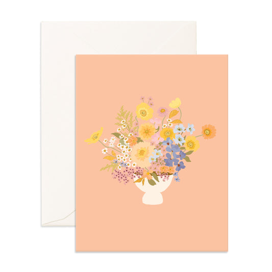 Blank Spring Bouquet Peach Greeting Card