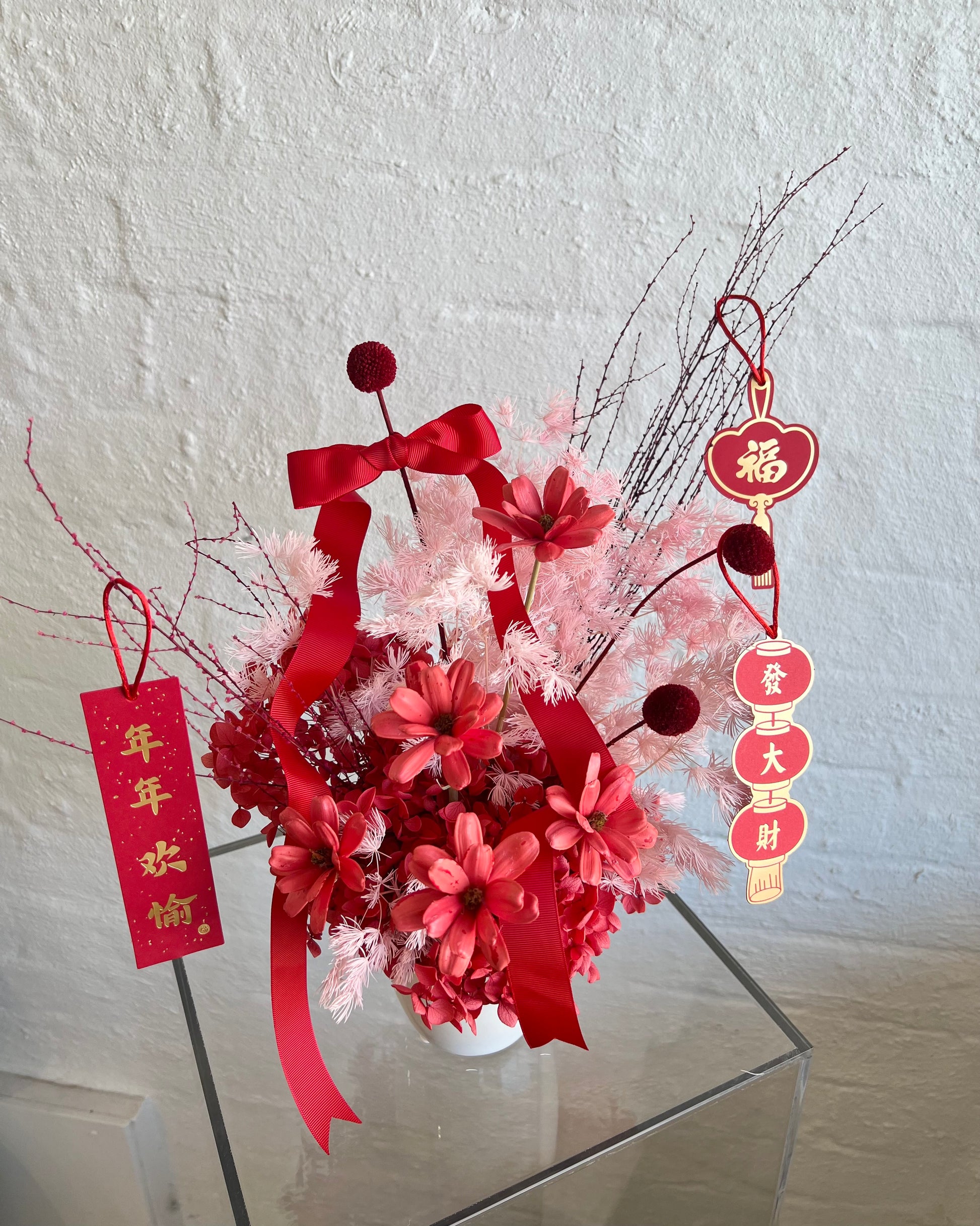 Lunar New Year 2024 Preserved Forever Flowers Red Flowers Melbourne Flower Delivery