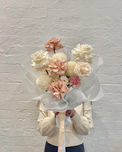 Powder Puff Bouquet - Moodie Studios Fresh Flowers Melbourne Florist