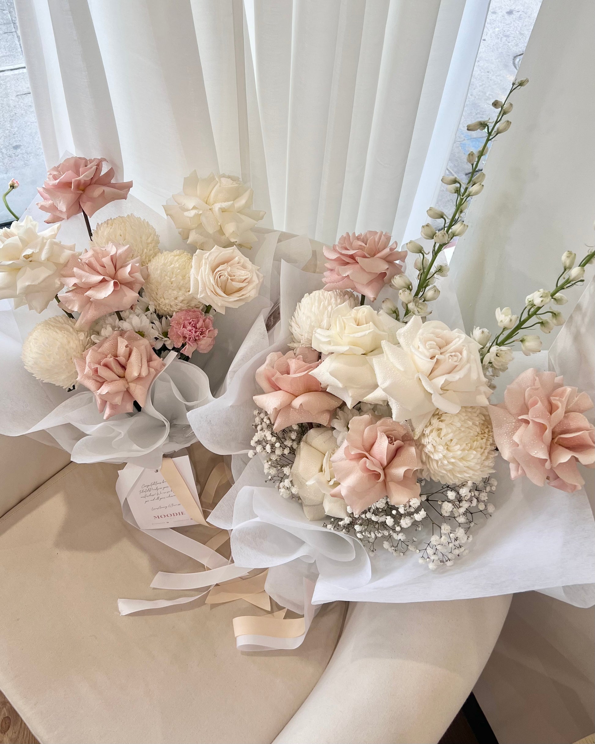 Powder Puff Bouquet - Moodie Studios Melbourne Florist Fresh Flowers