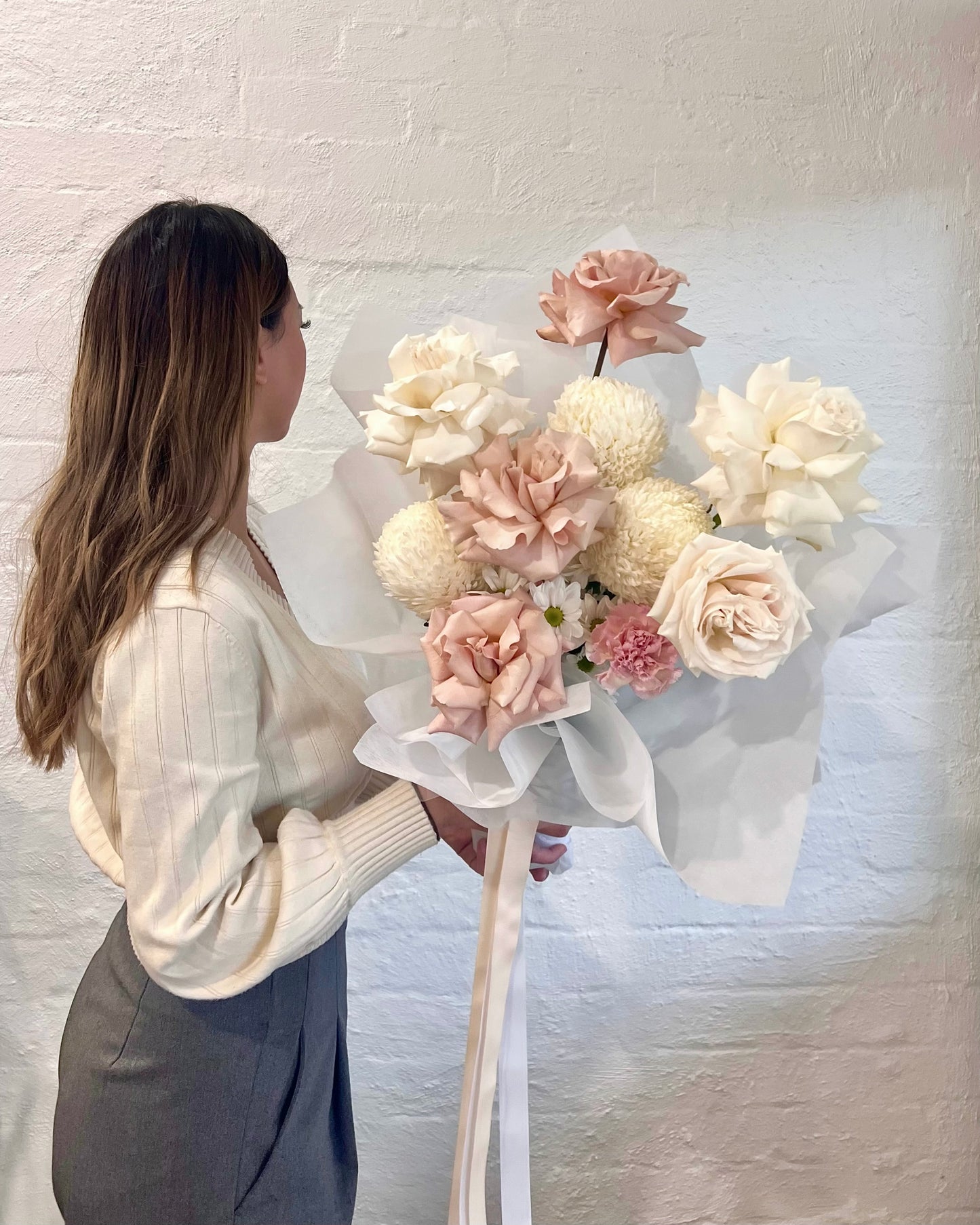 Powder Puff Bouquet - Moodie Studios Fresh Flowers Melbourne Florist